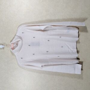 2/$10 05164 Diane Gilman DG2 cream turtleneck sweater w/charms L NWT